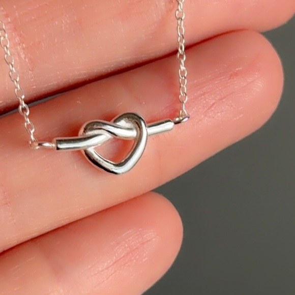Sterling Silver Heart Knot Necklace - Picture 3 of 7